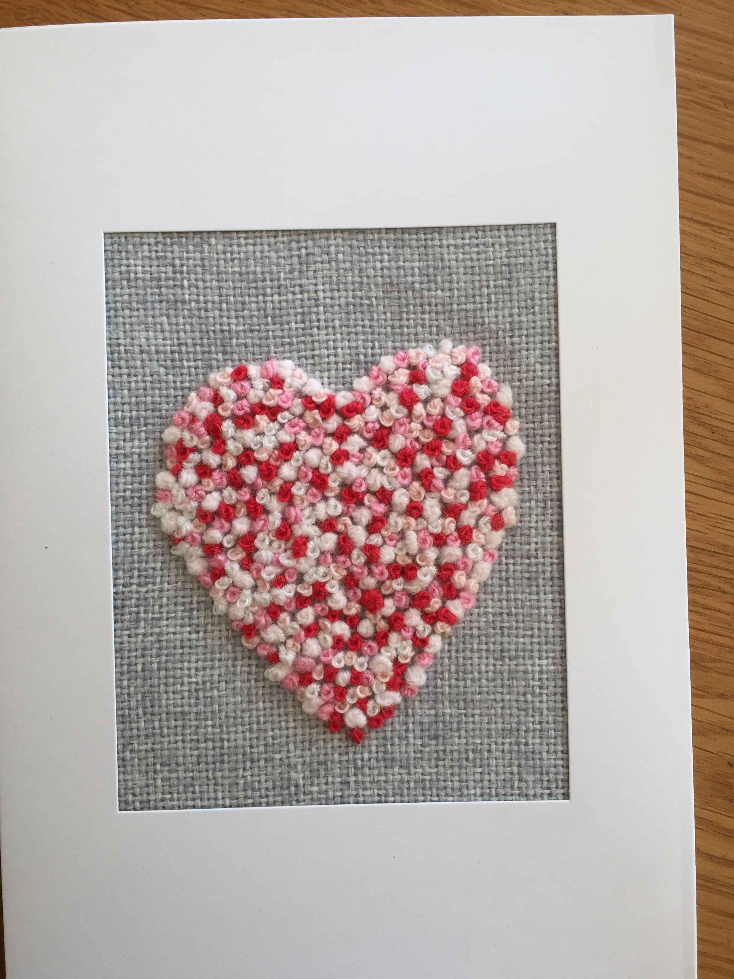 Hand embroidered cards ideal for Valentine’s Day or any occasion left blank inside