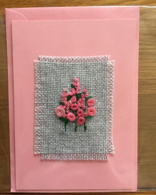 Hand embroidered greetings card