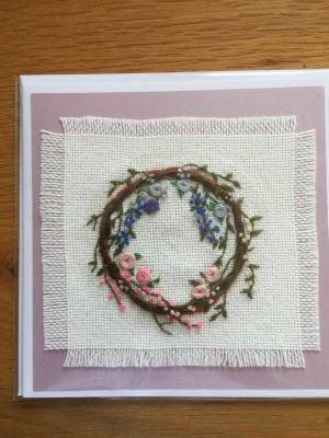 Handmade hand embroidered card 