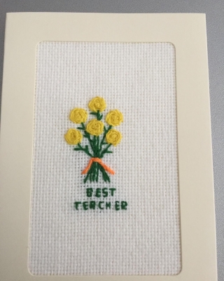 Embroidered card for teachers