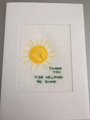 Hand embroidered card for teachers