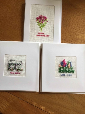 Embroidered cards pack of 3