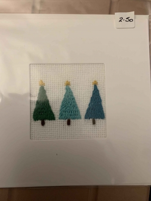 Handmade hand embroidered Christmas card
