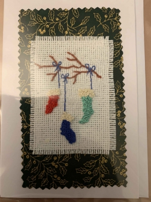 Hand embroidered Christmas card 