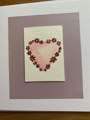Handmade hand painted Valentine’s card 

