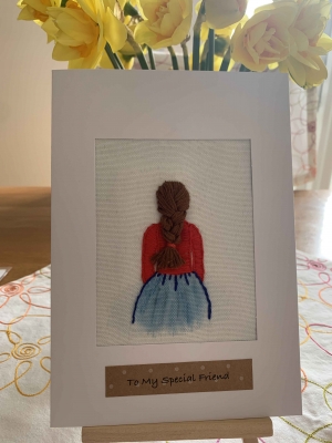 Hand embroidered greetings card 