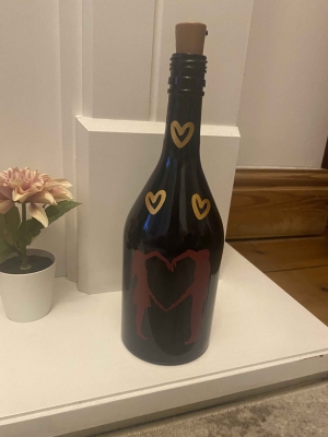 Love Themed Glass Bottle