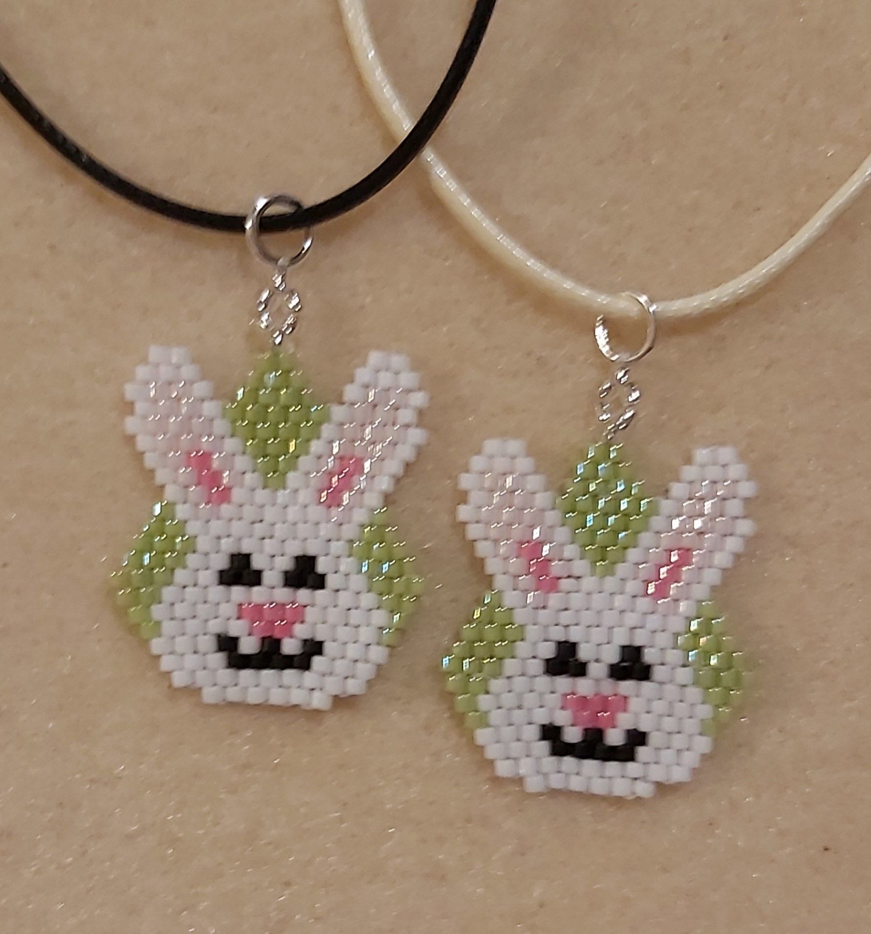 Easter bunny pendant 30mm x 28mm on cord chains

