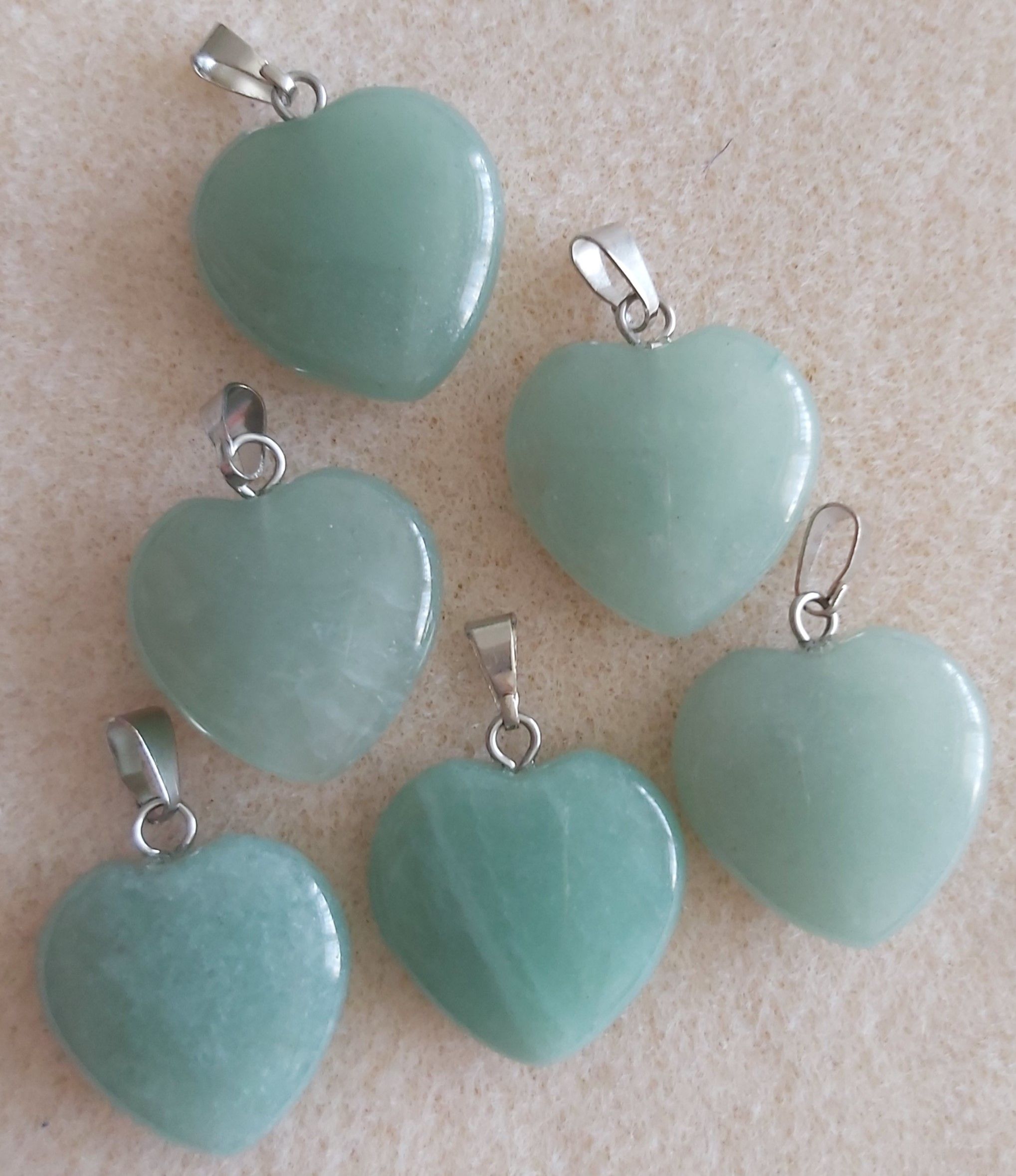 Natural Aventurine Heart 20x20mm with Black Cord chain