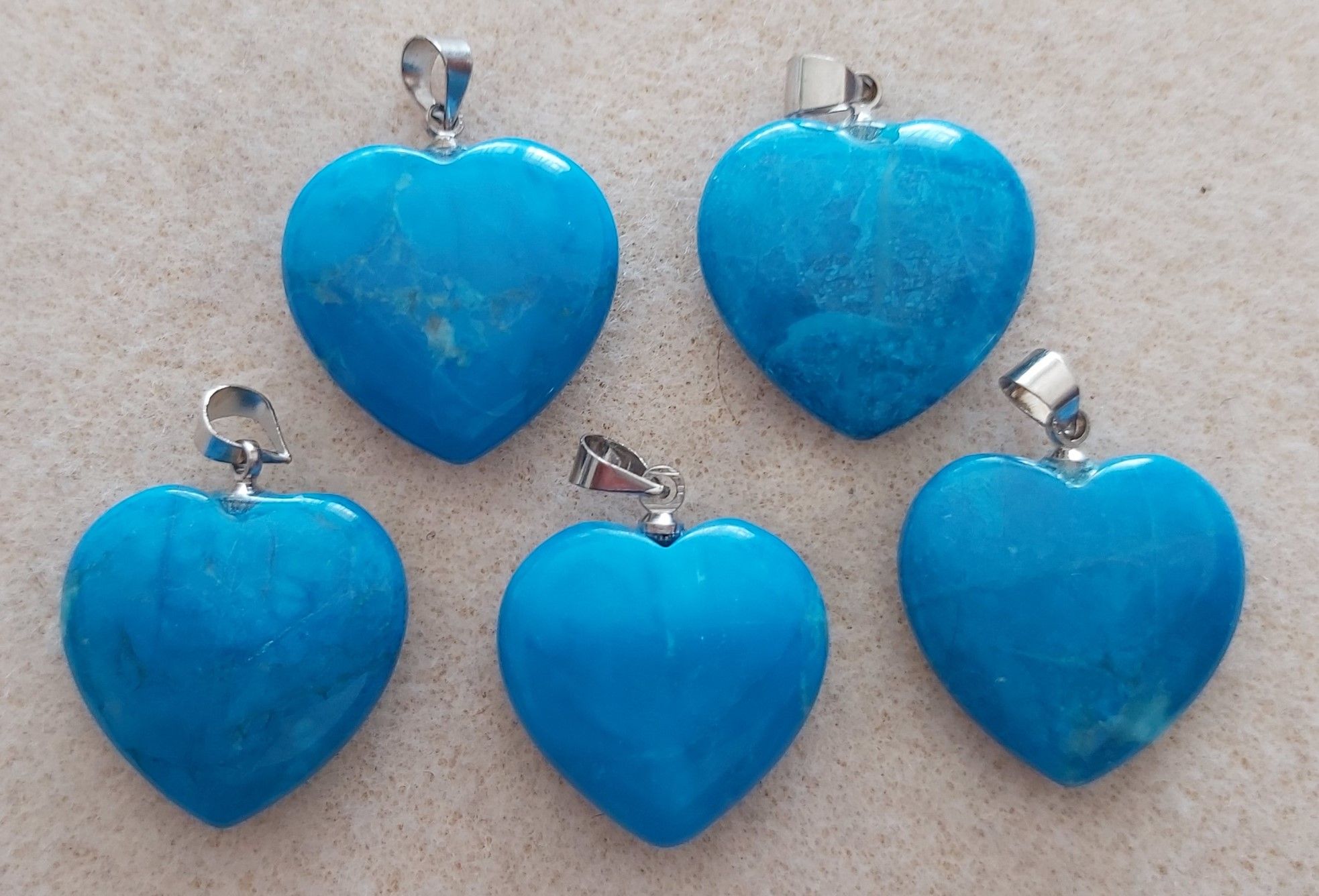 Blue Howlite Heart 20mm Pendant with Silver plated bail & Black 18" Cord Chain (With 2" Extension)