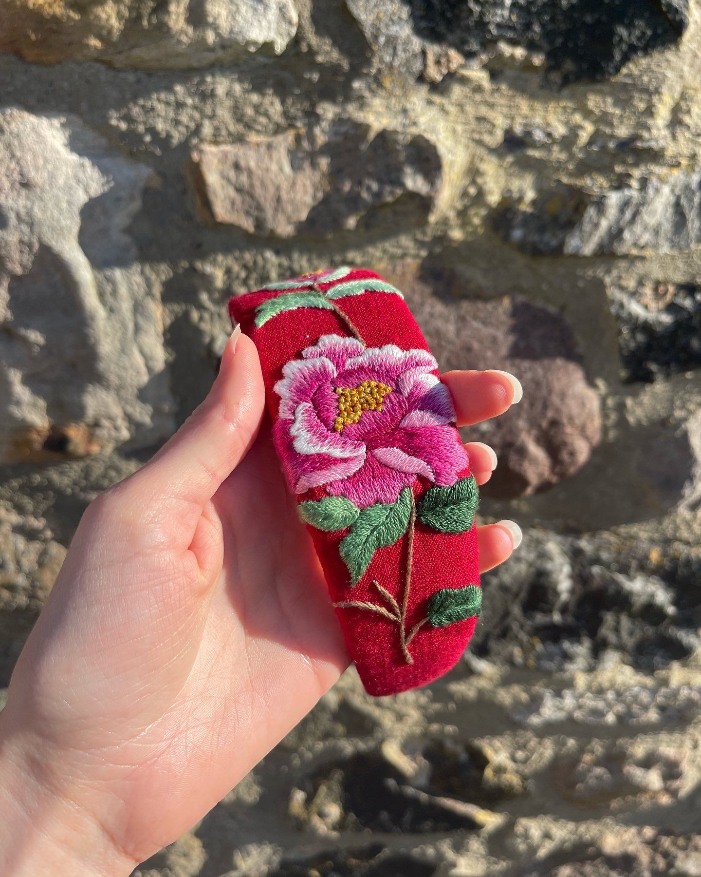 Hand-embroidered Rose Hairband 