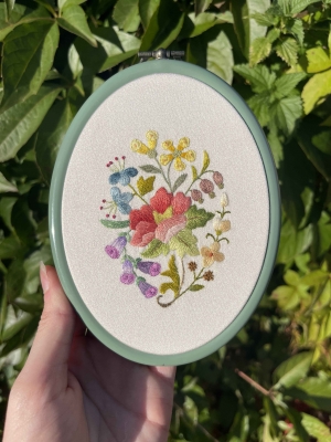 Hand-embroidered Floral Hoop