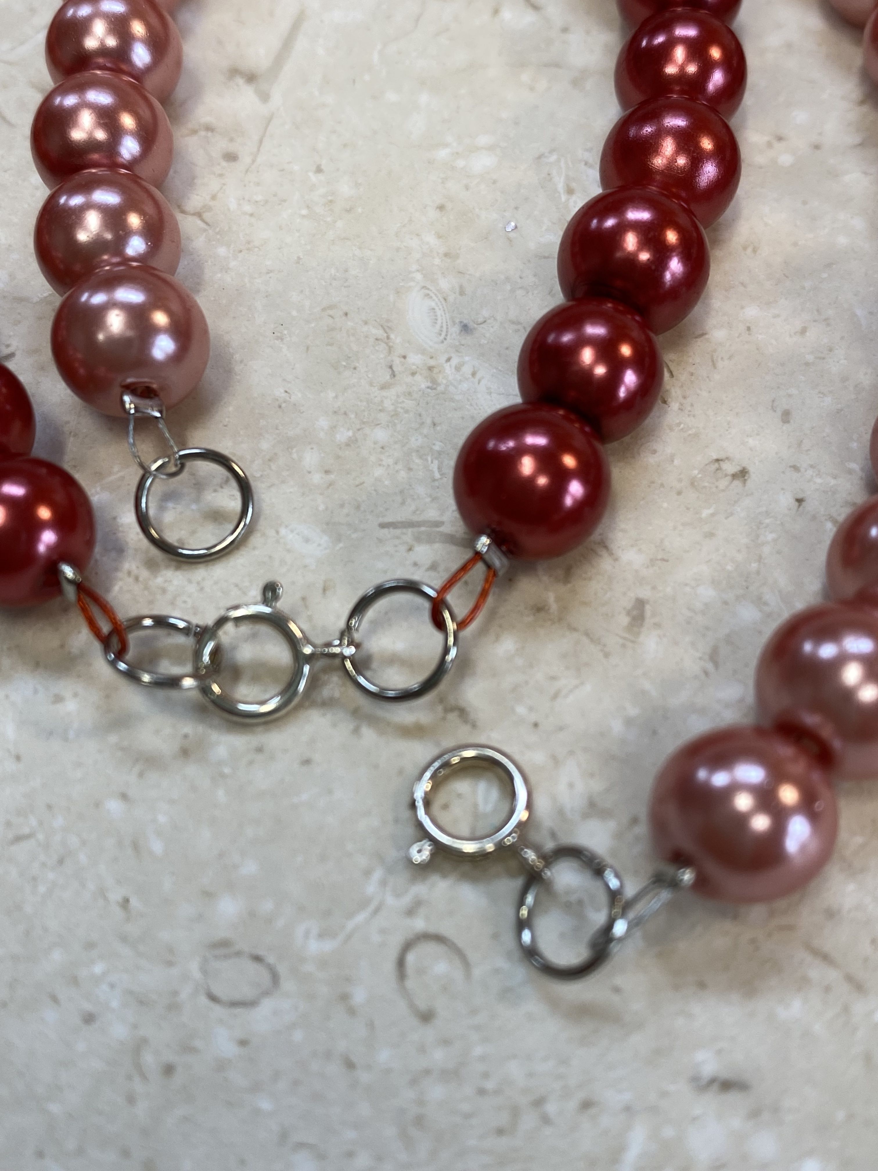 Set of 2 Stackable Faux Pearl Beaded Bracelet (Shades of Pink) - Stackable Faux Pearl Beaded Bracelet - Handmade Faux Pearl Beaded Bracelet