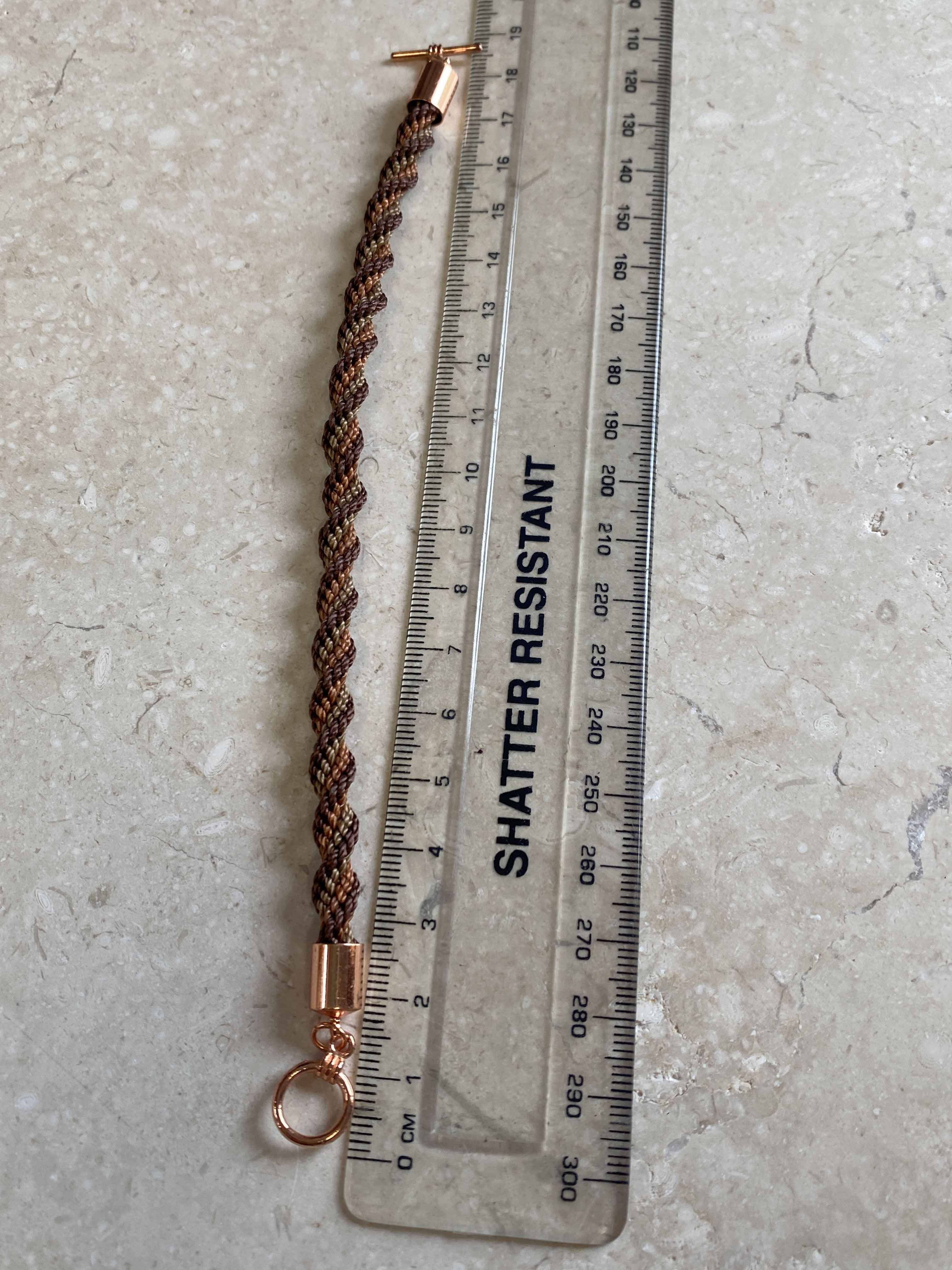 Spiral Braided/Woven Kumihimo Bracelet - Shades of Brown Colours - Handmade Japanese Wristband/Bracelet