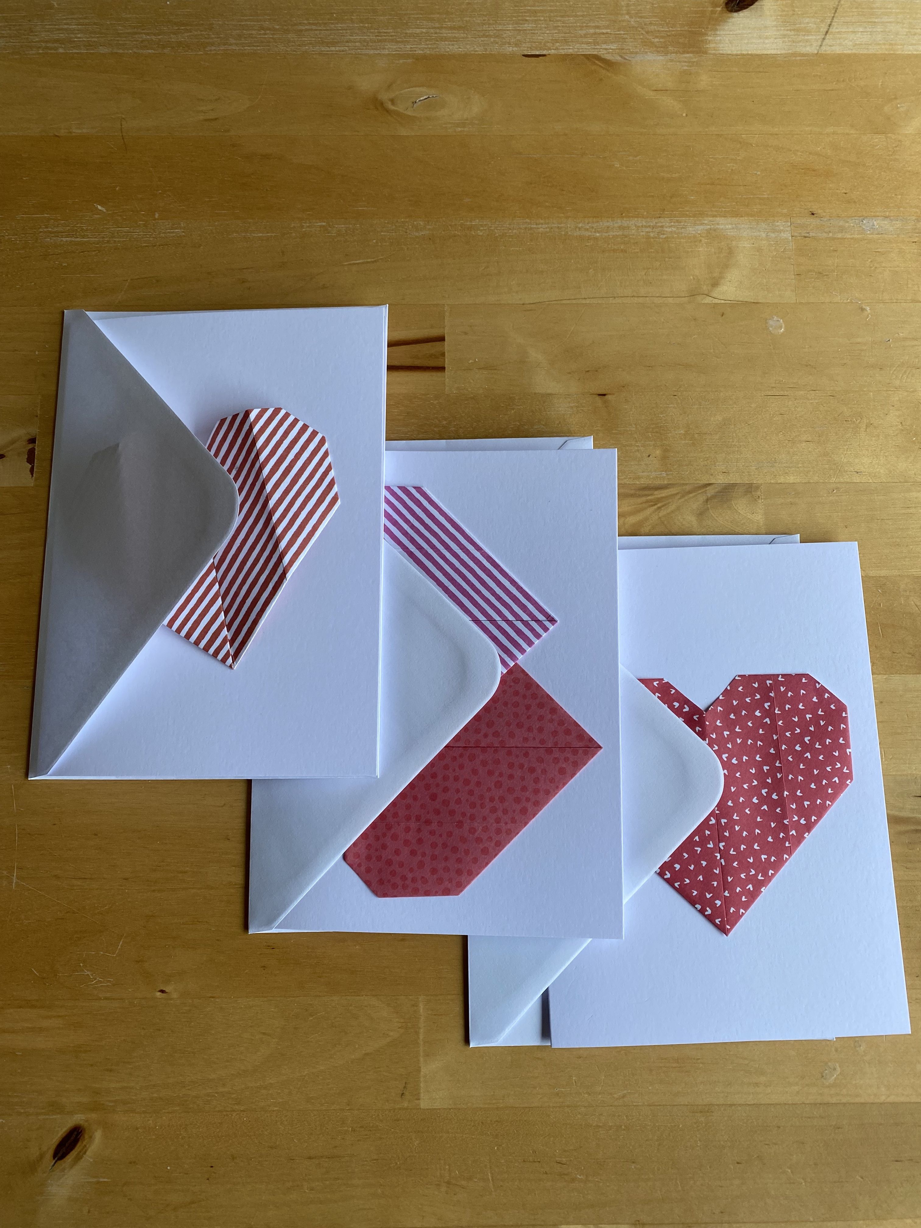 Handmade Origami Valentine Cards - Heart Cards - Greeting Cards - Valentine Cards - Assortment of Valentine Origami Cards