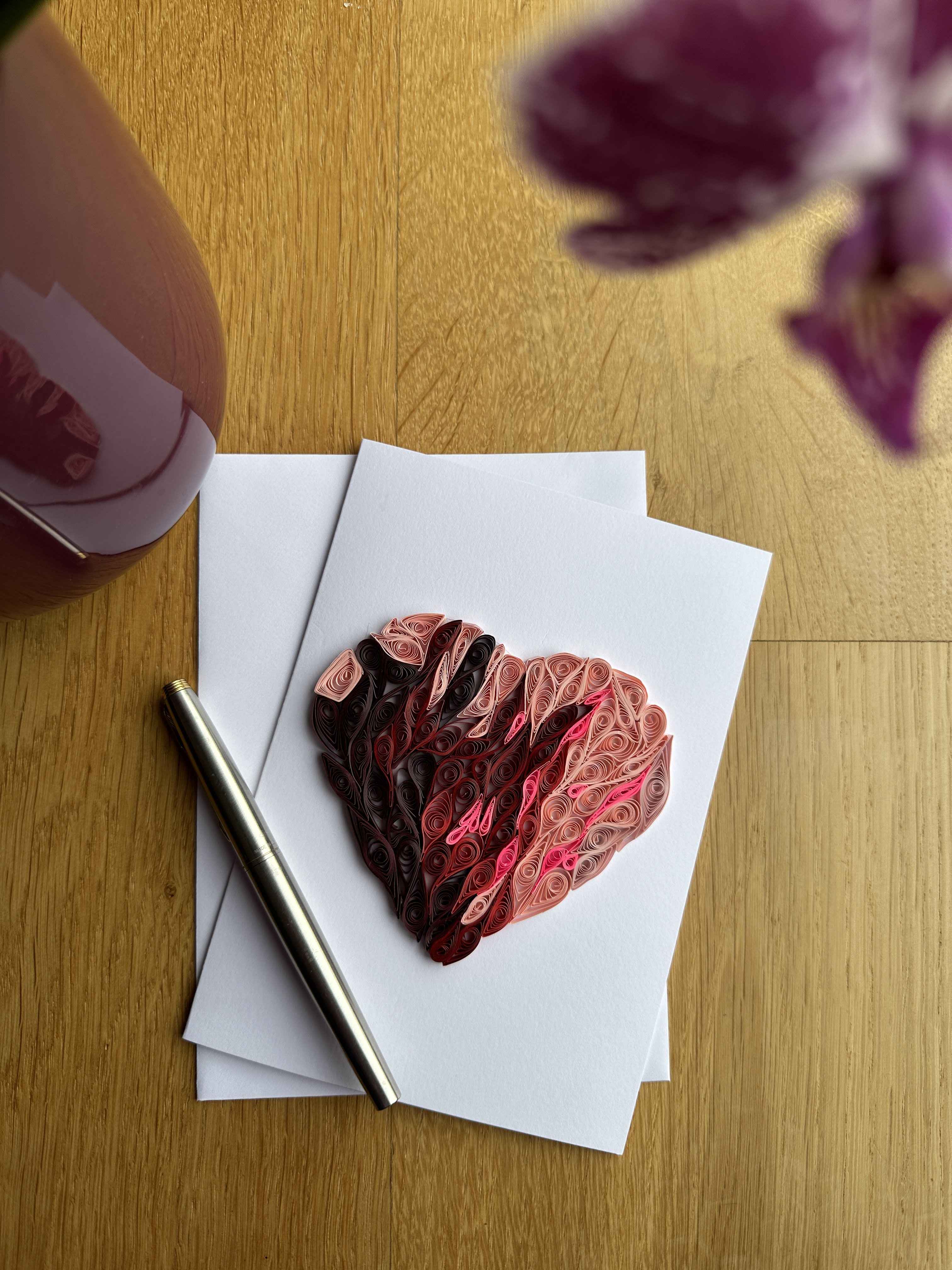 Handmade Quilled Valentine Heart Card - Heart Card - Valentine Card - 