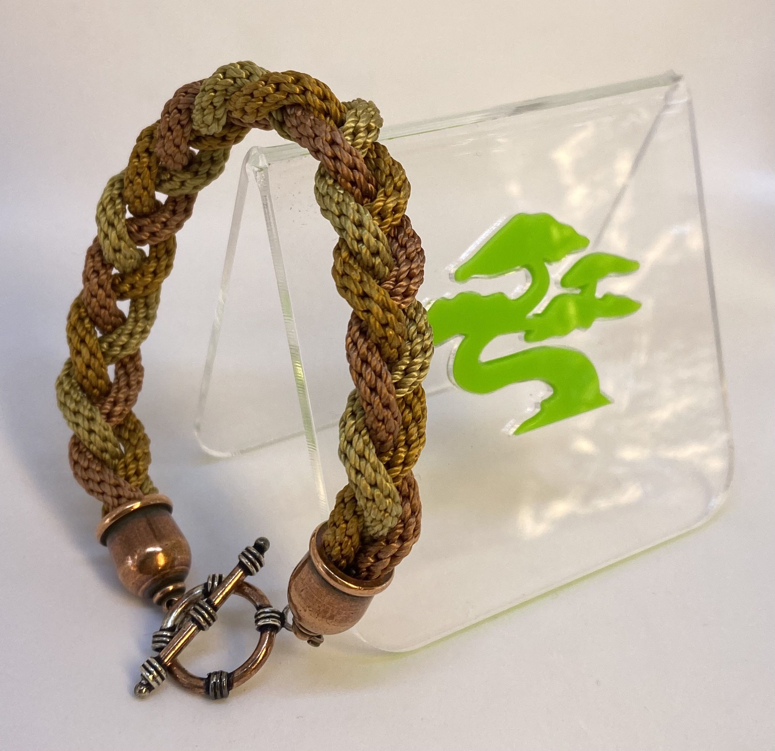 Triple Plaited Braided/Woven Kumihimo Bracelet -Copper/Brown/Dark Beige Colours -Handmade Japanese Wristband/Bracelet