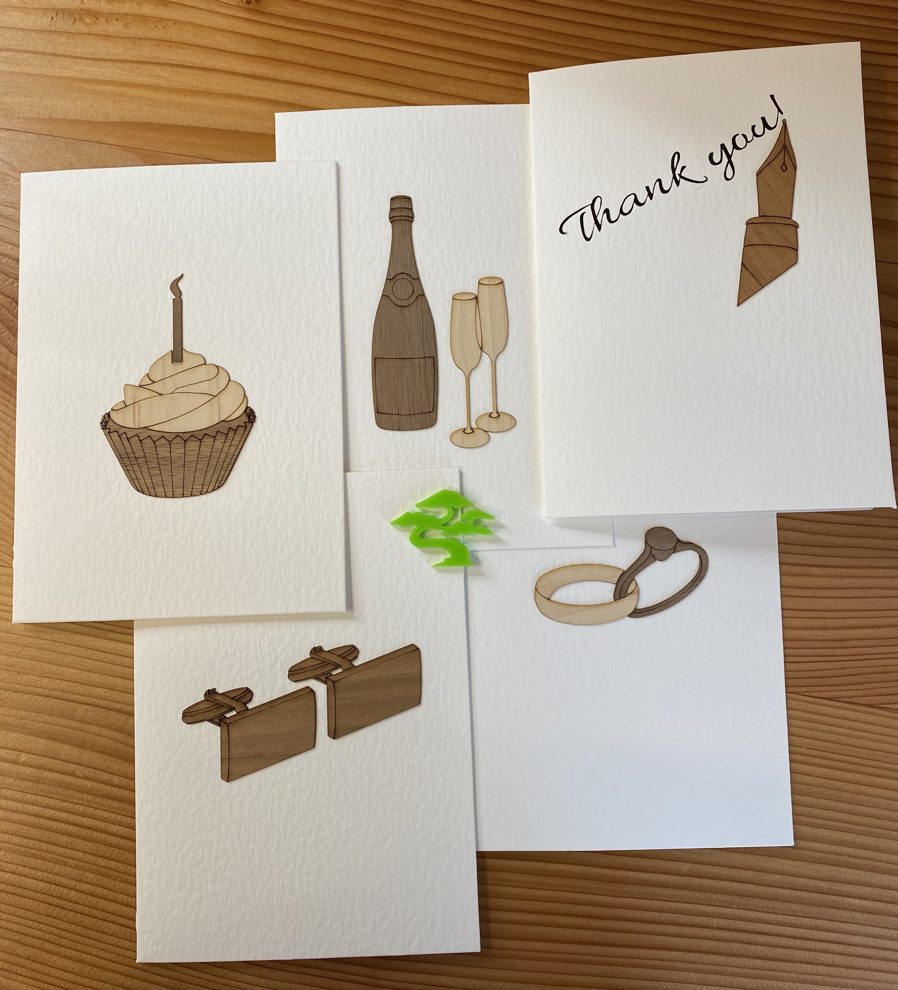 Handmade Wedding Card - Real Wood Graphics  - Wedding, Engagement, Anniversary and Newly Wed's Card