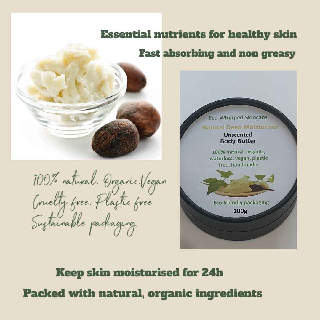 Unscented Moisturiser | Allergens free Body Butter  | Natural, Organic, Vegan, Cruelty free, Plastic free Artisan Skincare 