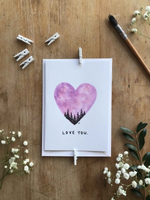 handmade-item handmade-gifts Christmas Card/Thinking-Of-You Card - Galaxy Heart 