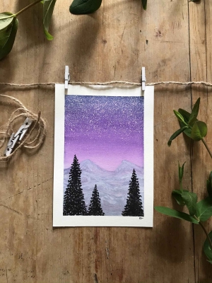 Purple Night - Watercolour Painting 