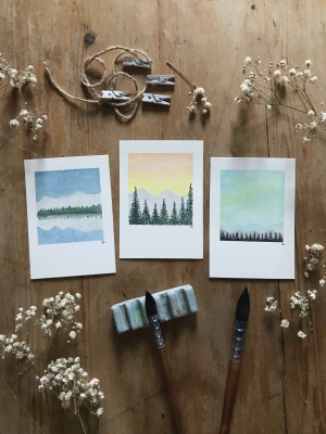 handmade-item handmade-gifts Polaroid Landscape - Tiny Watercolour Paintings 