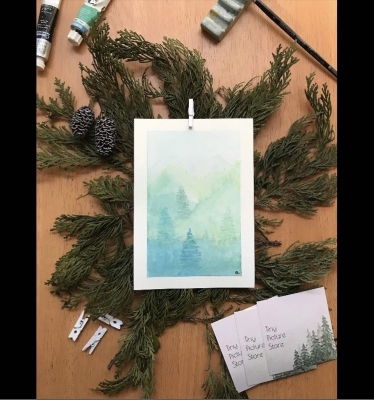 Green Mountain - Watercolour Painting 