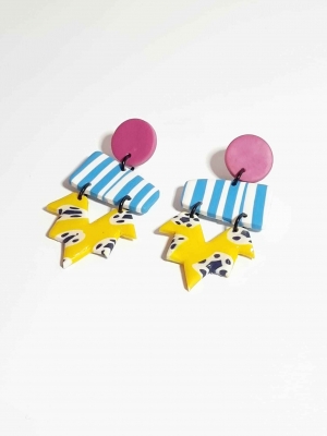 handmade-item handmade-gifts colour me - style 2, lightweight statement clay earrings