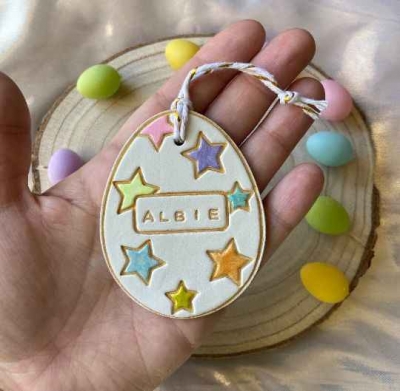 handmade-item handmade-gifts Personalised Easter Egg Hanging Ornament, Easter Egg Clay Decoration, Children’s Easter Gift, My First Easter Gift, Clay Decoration
