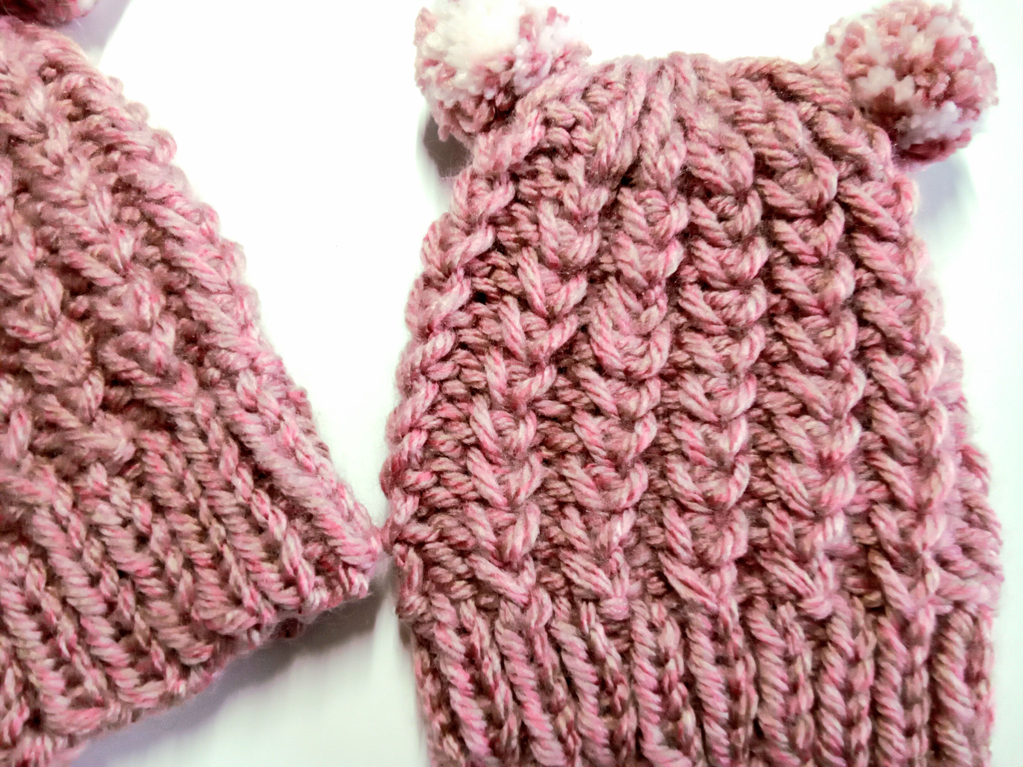 Mamma and Me Hand Knit Beanies / hats in Vegan Friendly super chucky acrylic yarn, with removable pompoms. Adult and1-3 years sizes.