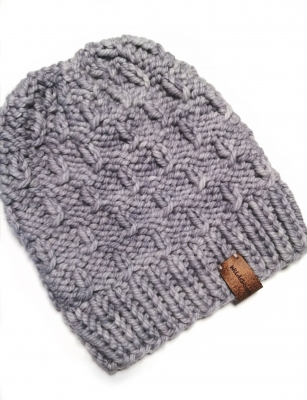 Chunky Hand Knit Beanie in extra fine hand-dyed merino wool. Adult Size. Reversable design