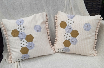 Beehive inspired patchwork cushion covers (pair)