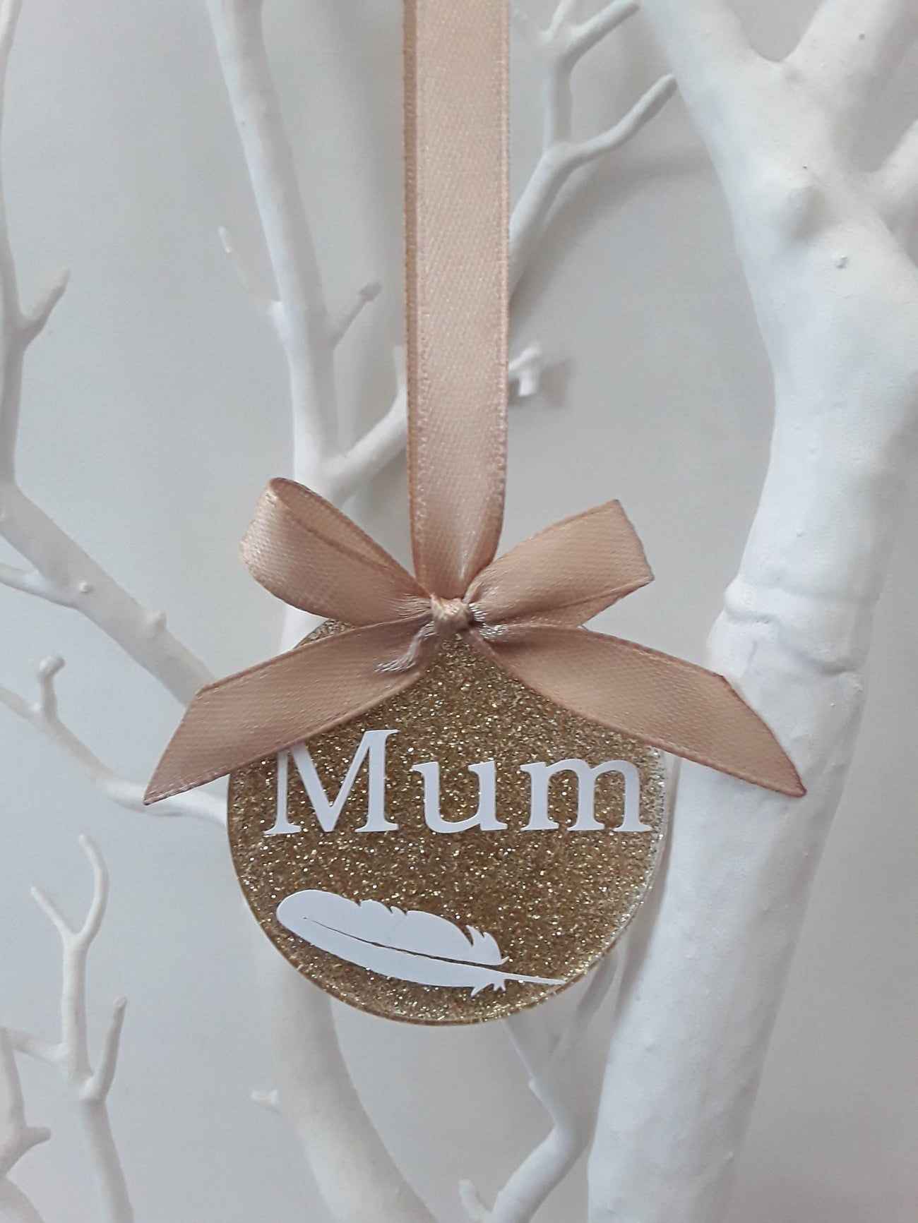 Personalised Feather Bauble, Personalised Christmas Tree Decoration, Hanging Tree Decoration
