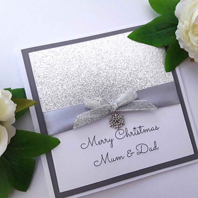 Handmade Personalised Christmas Card,Glitter Christmas Card,Bling Christmas Card