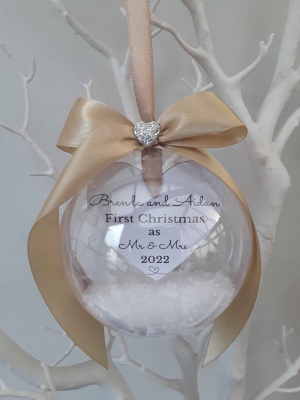 8cm First Christmas as Mr & Mrs Bauble,Memory Bauble,Personalised Christmas Bauble