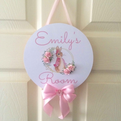 Handmade Personalised Door Sign, Rabbit Nursery Door Sign, New Baby Room Decor ðŸ‡