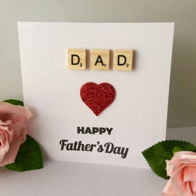 Handmade Fathers Day Card, Scrabble Dad Card, Scrabble Fathers Day Card