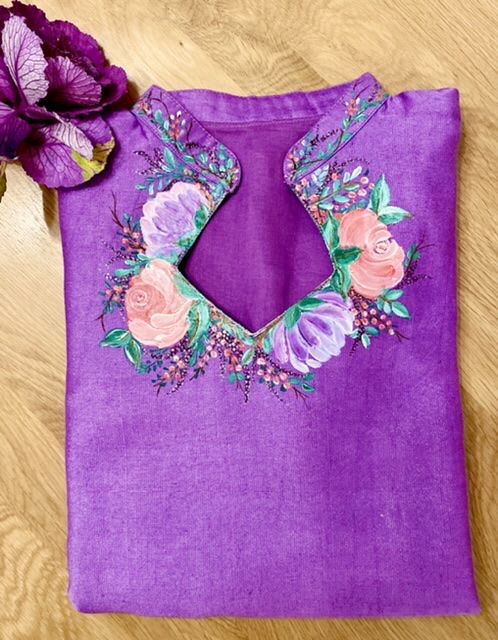 Hand painted  Tunic Top 
Ladies wear