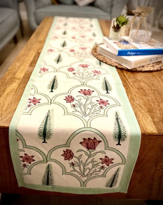 Hand block print Table runners in pure cotton canvas 