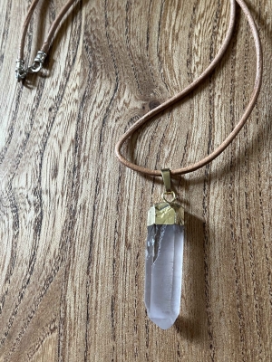 Rock crystal cord necklace pendant gift