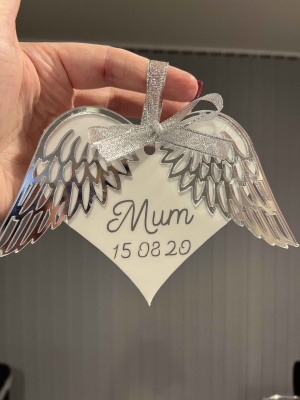 handmade-item handmade-gifts Angel wings memorial heart