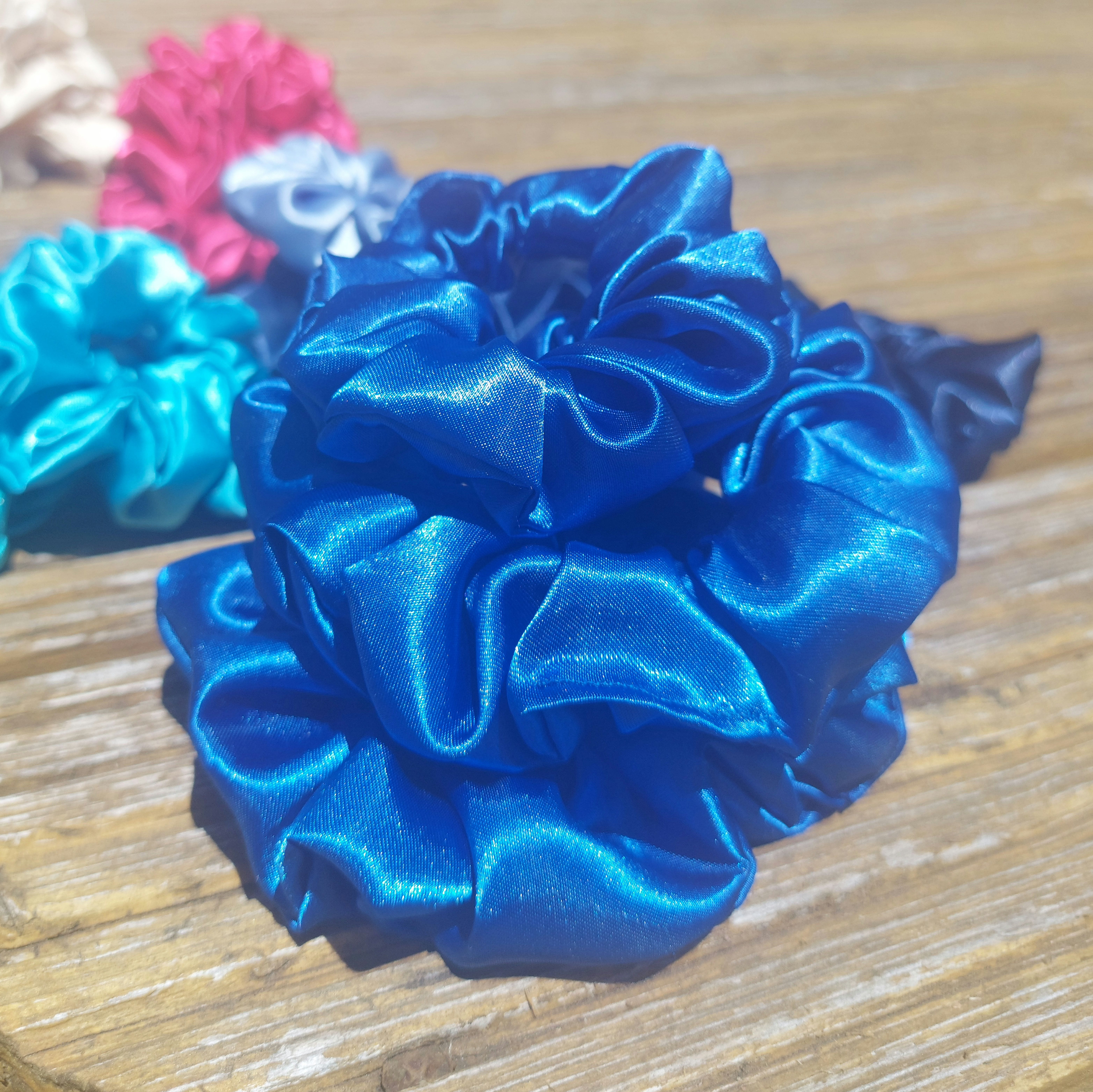 Satin Scrunchies in Royal Blue