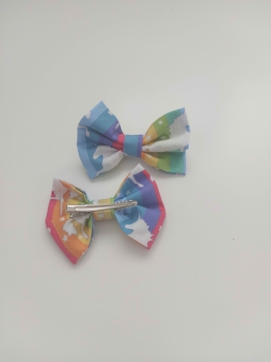 handmade-item handmade-gifts Rainbow Unicorn Hair Bow for Children, sold as a pair