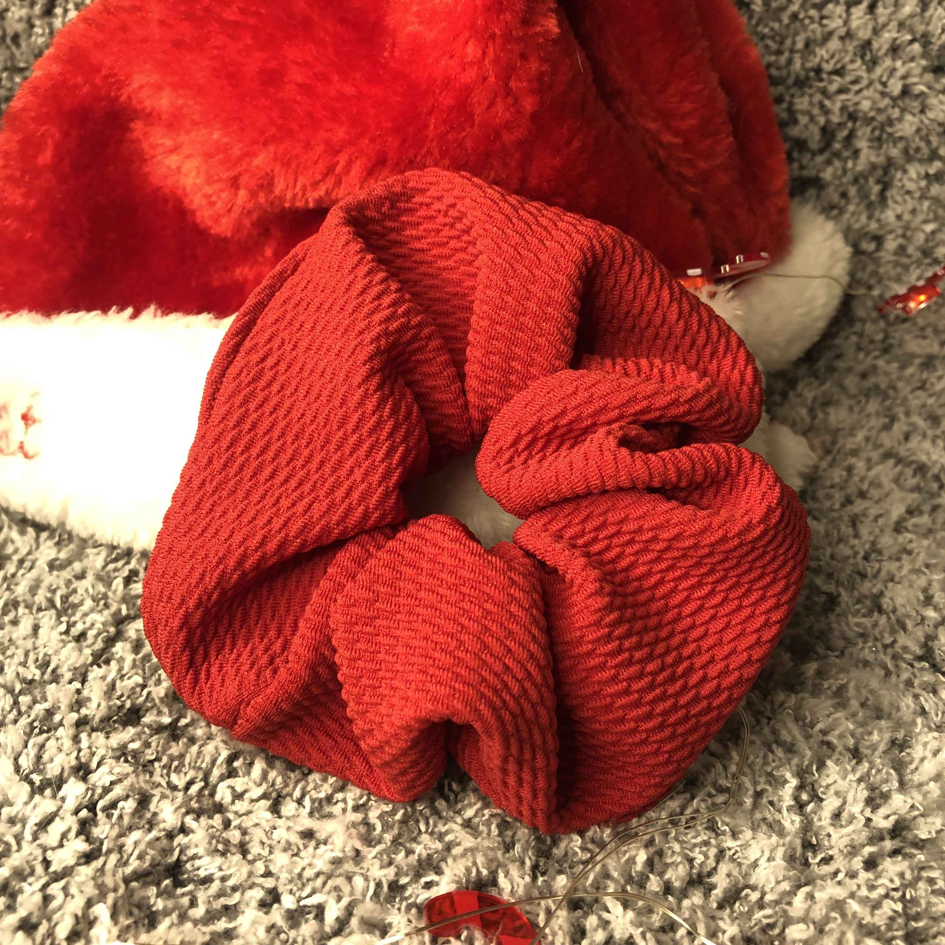 Red Textured Scrunchie