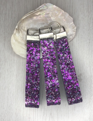 handmade-item handmade-gifts Purple Glitter Wristlet Keyring | Keychain 