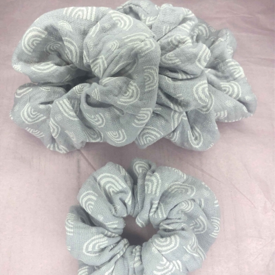 handmade-item handmade-gifts Grey Rainbow Scrunchie | Hair Tie | Hair Band |