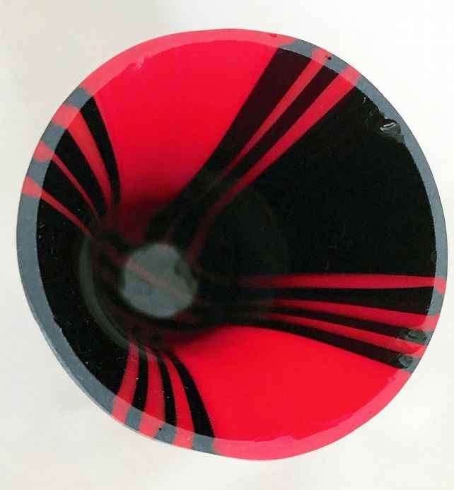 Fused Glass Red & Black Stripe Vase