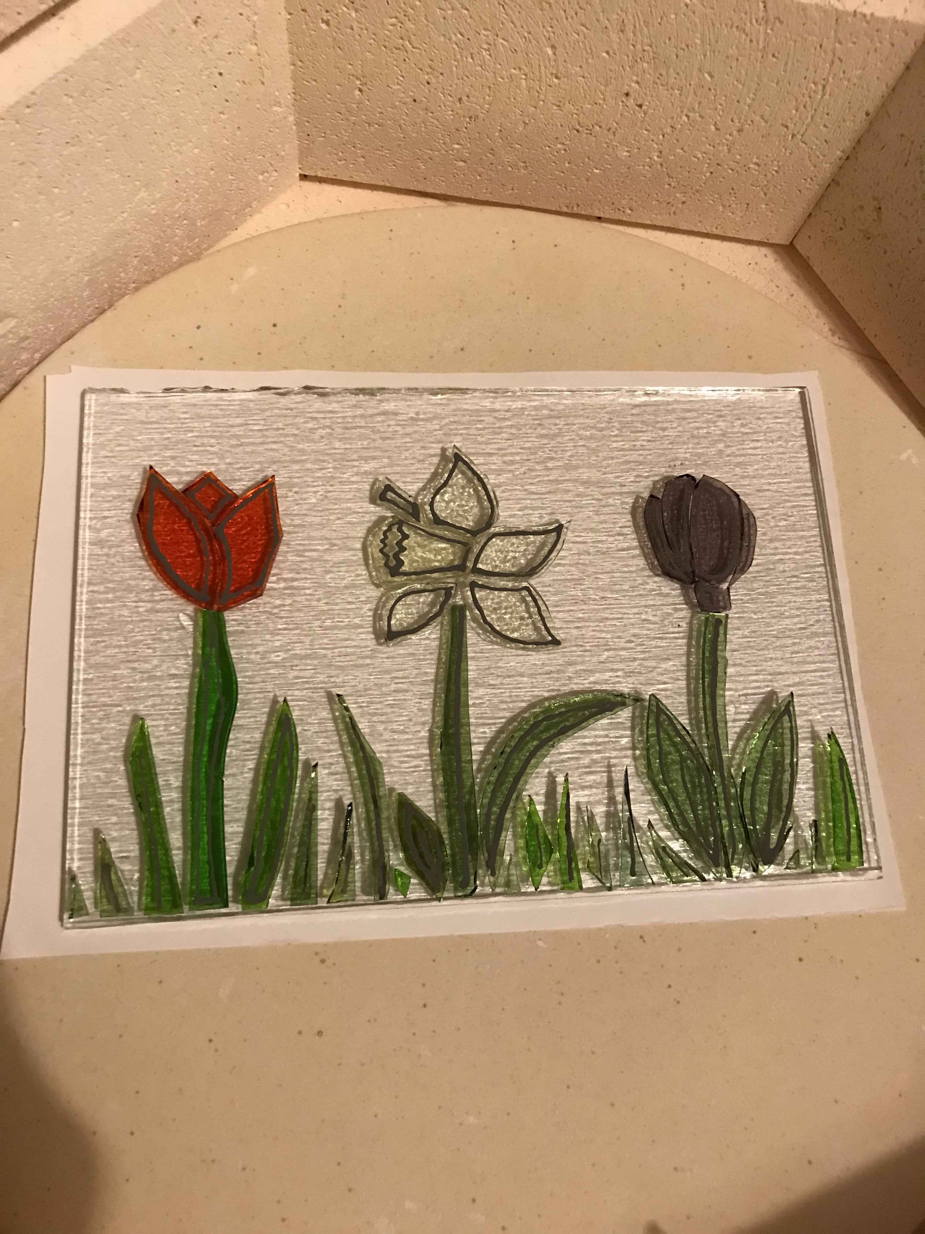 Fused Glass Spring Flower Screen