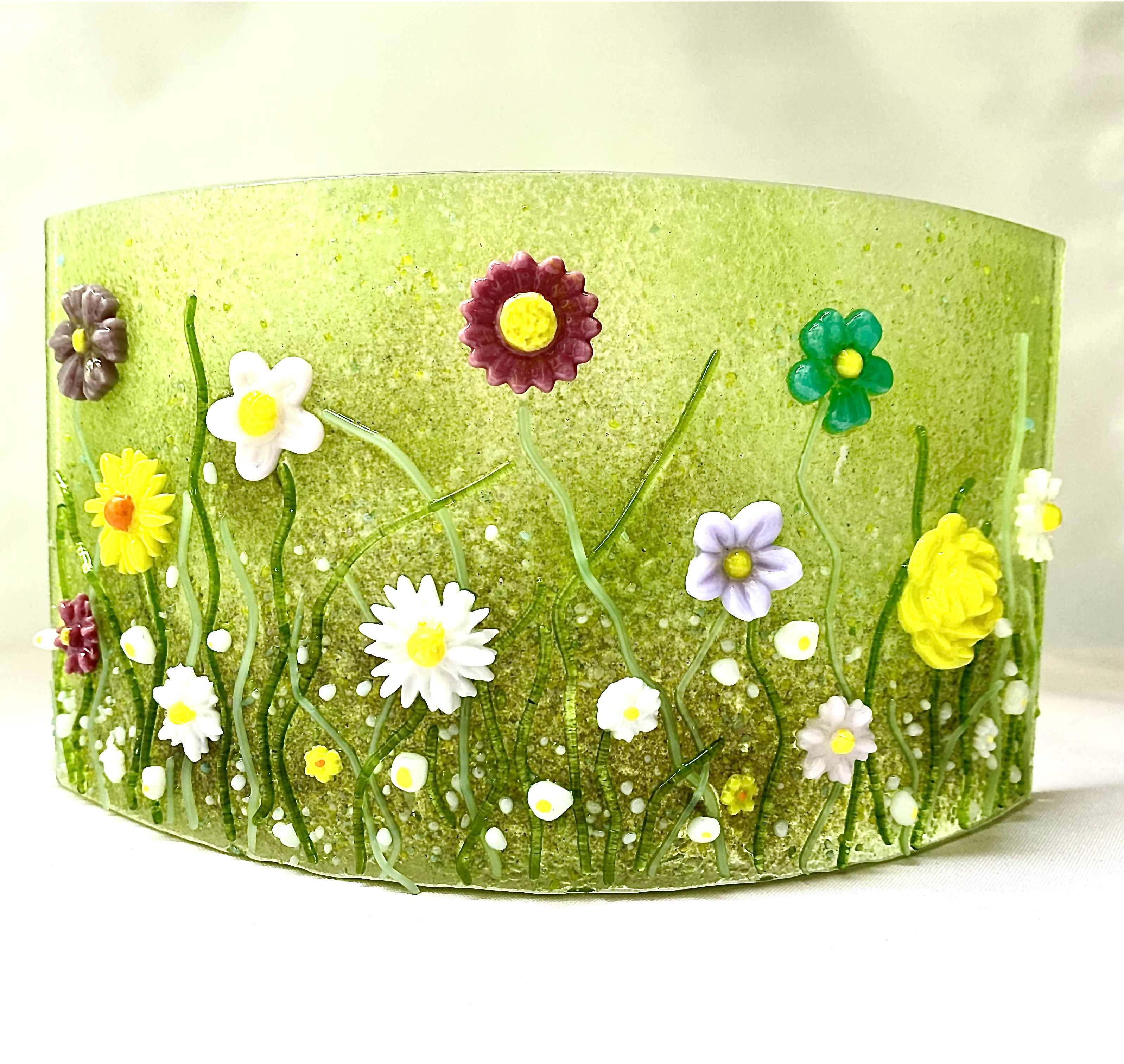 Wildflowers Meadow Fused Glass Arch Screen