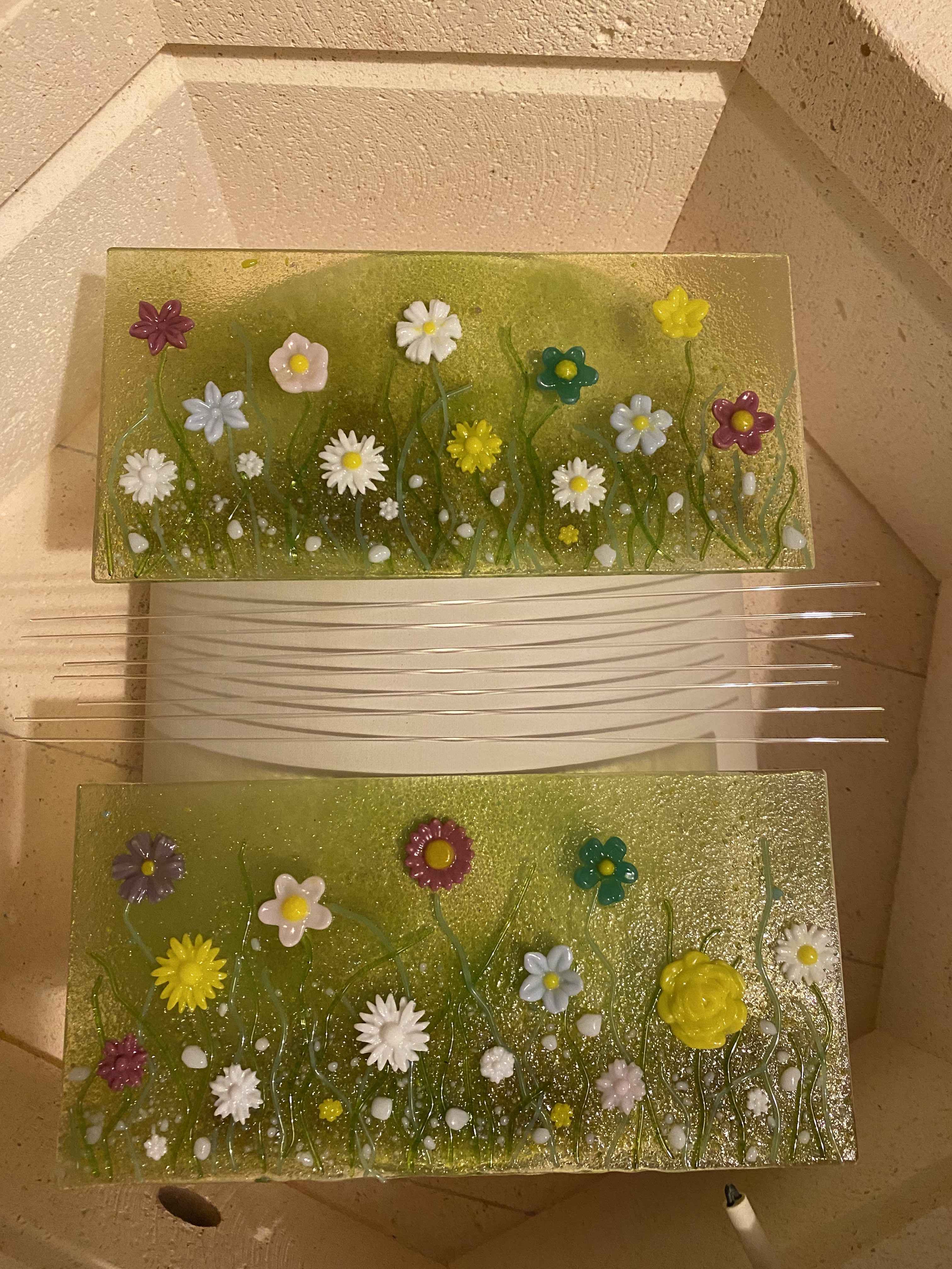 Wildflowers Meadow Fused Glass Arch Screen